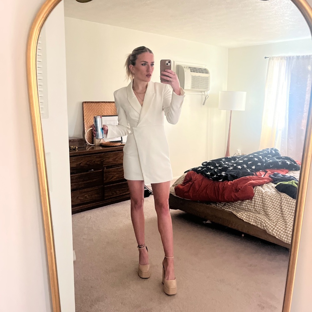 Zara White Blazer Dress - XS
